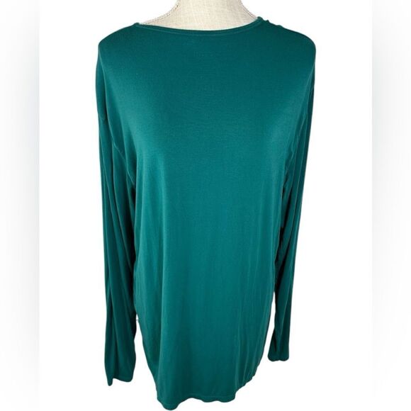 Kickee Pants Adult Teal Green Long Sleeve Bamboo Pajama Top - Picture 2 of 5